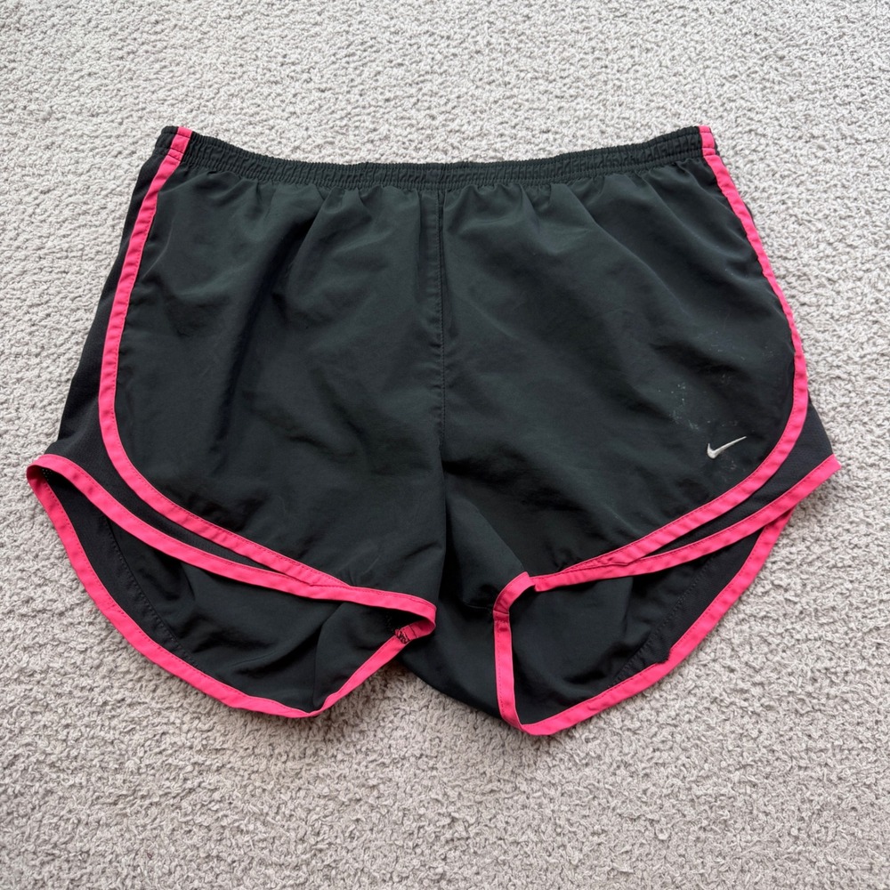 Nike Womens Dri-FIT Tempo Running Shorts Black Pink Large Athletic Gym 6478